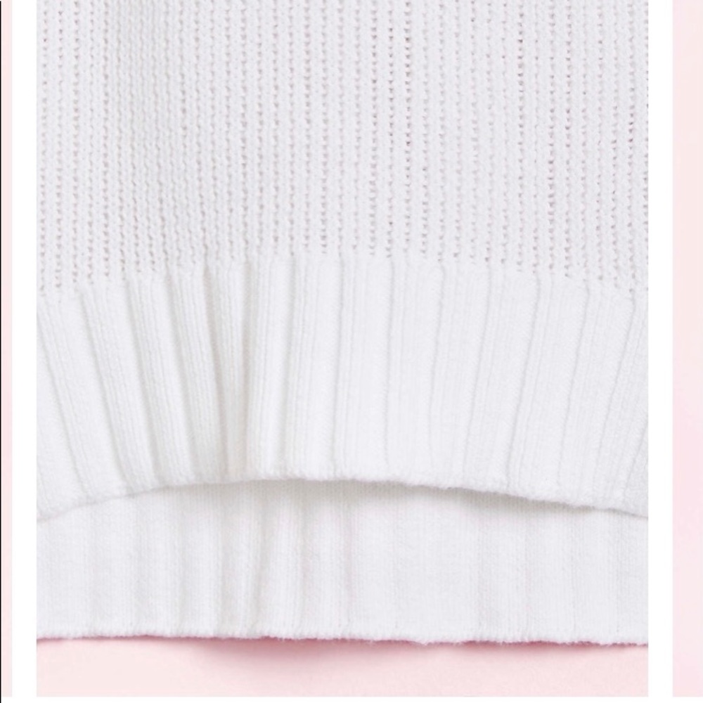 Loft Soft Knit Elliptical Hem White Sweater M - Picture 4 of 10